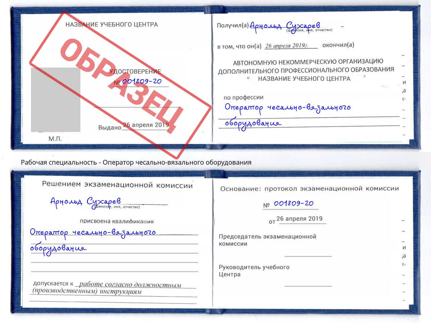 Оператор чесально-вязального оборудования Печора