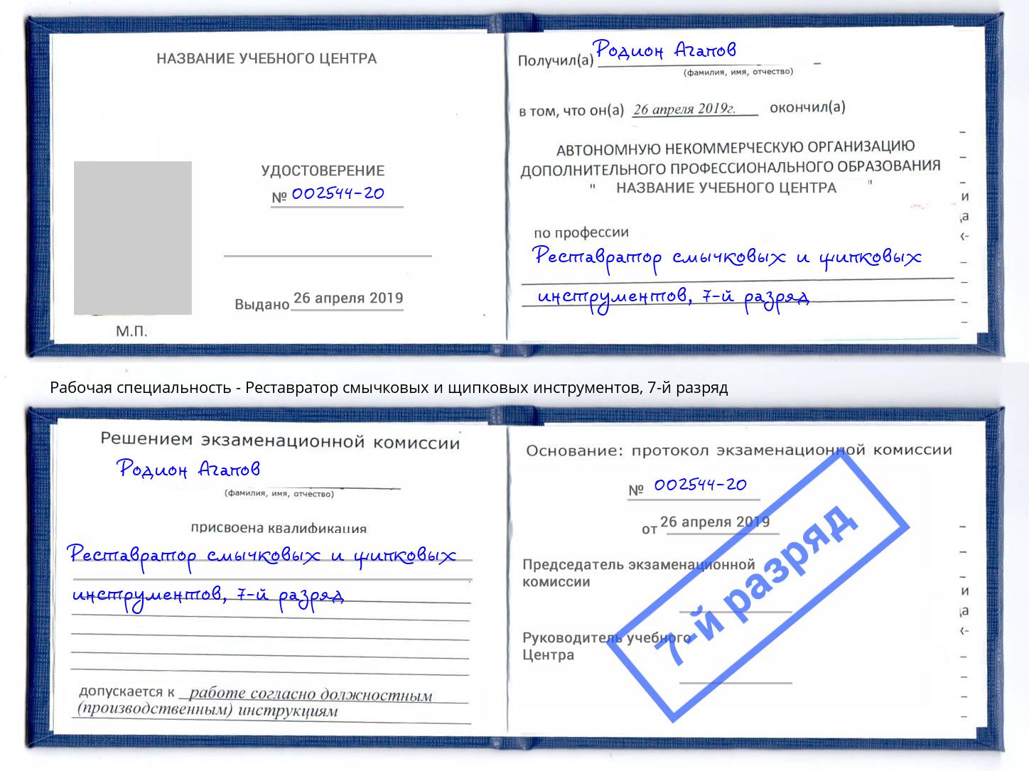 корочка 7-й разряд Реставратор смычковых и щипковых инструментов Печора