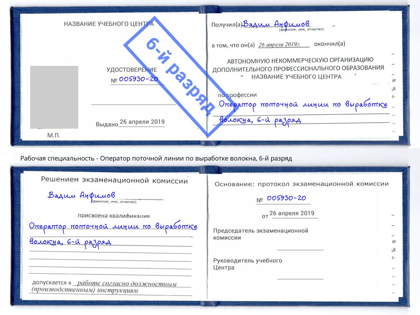 корочка 6-й разряд Оператор поточной линии по выработке волокна Печора