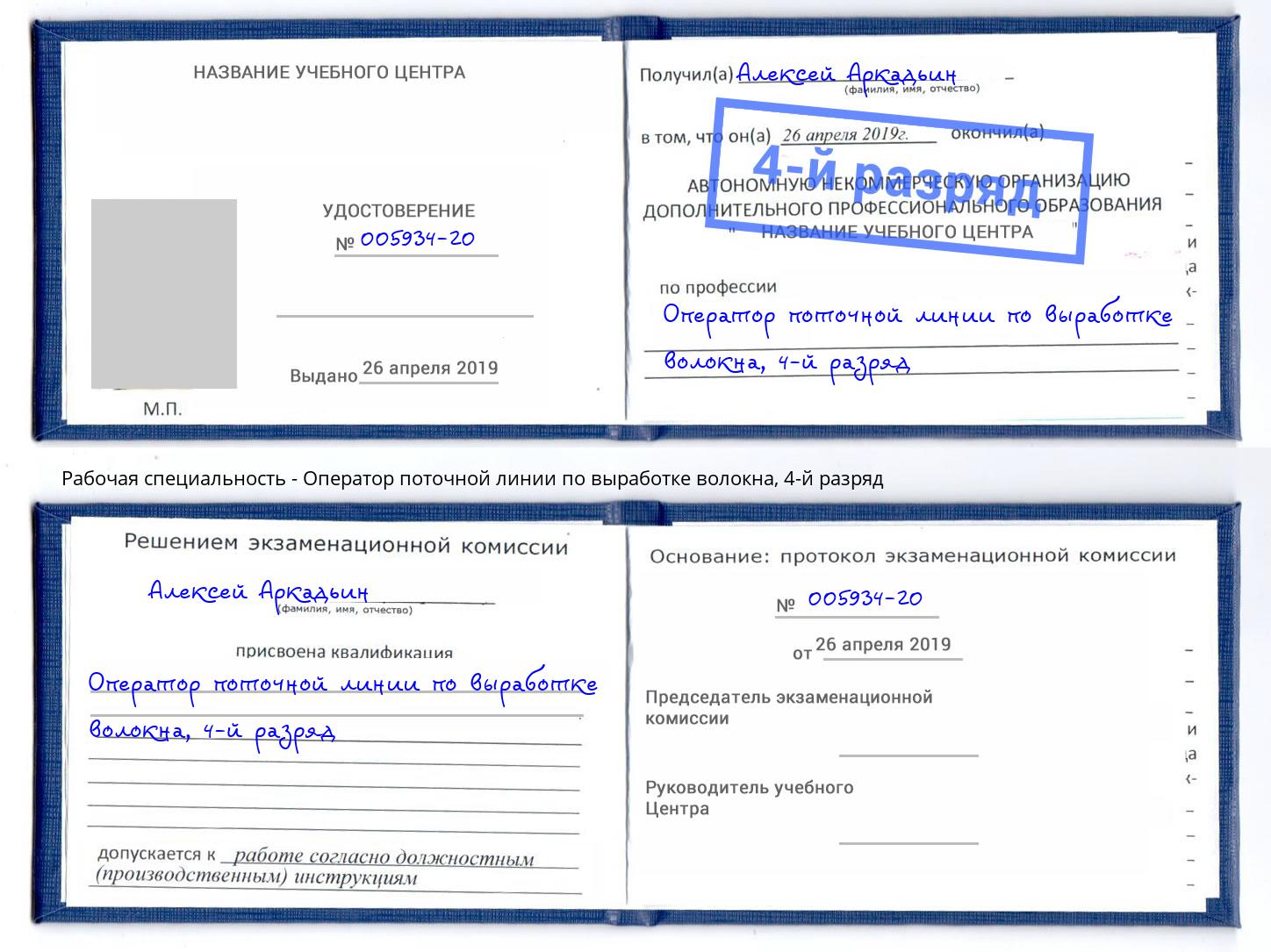 корочка 4-й разряд Оператор поточной линии по выработке волокна Печора